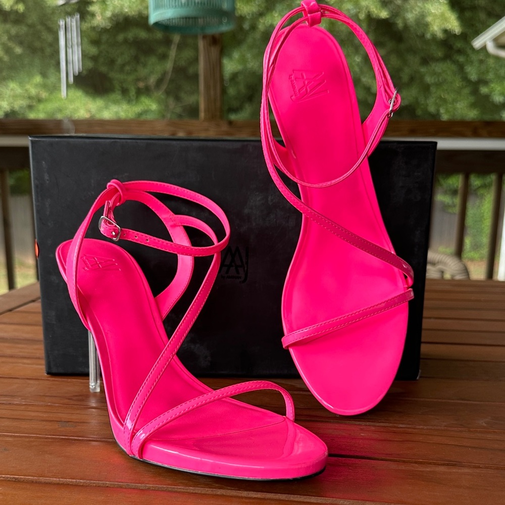 Vibrant Pink Strappy Heels - Picture 1 of 6